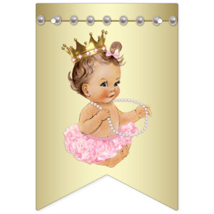 Pink and Gold Ballerina Pearls Baby Shower Bunting