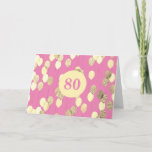 Pink and Gold Balloons 80th Birthday Card<br><div class="desc">Pink and gold balloons 80th birthday card,  which you can personalise the inside card message if wanted.</div>