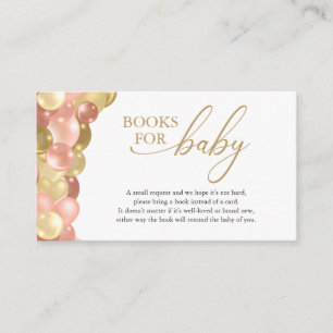 Pink and Gold Balloons Books for Baby Enclosure Card