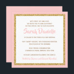 Pink and Gold Bat Mitzvah Invitation<br><div class="desc">This trendy Bat Mitzvah invitation features sparkling faux glitter layered against a solid colour background.  Use the template form to add your own information.  The "Customise" feature can be used to change the font style,  colour and layout.</div>