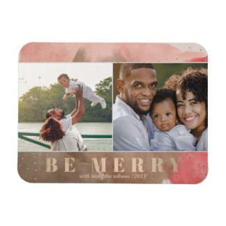 Pink and Gold Be Merry Abstract Multiple photo Magnet