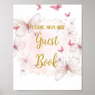 Pink and Gold Birthday  Guest Book Table Sign