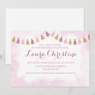 Pink and Gold Birthday Invitation