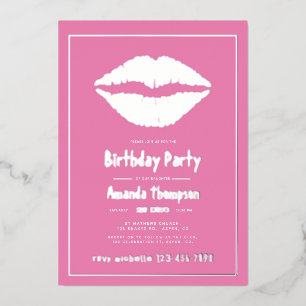 Pink and Gold Birthday Kiss Lips