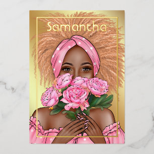 Pink and Gold Black Woman Birthday Party