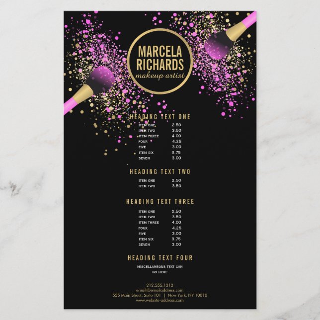 Pink and Gold Blush Confetti Makeup Artist Flyer (Front)