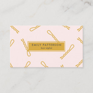 Pink and Gold Bobby Pin Hairstylist Business Card