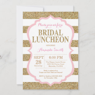 Pink and Gold Bridal Luncheon Invitation Glitter