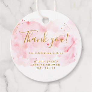 Pink And Gold Bridal Shower Thank You  Favour Tags