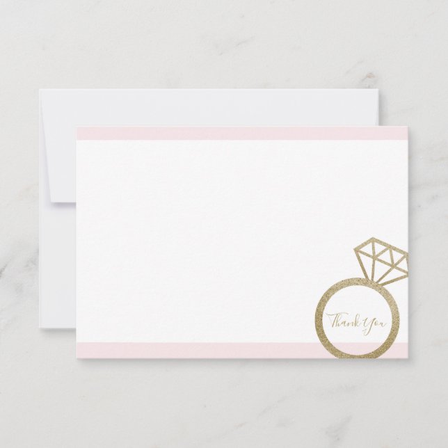 Pink and Gold Bridal Shower Thank You Note (Front)