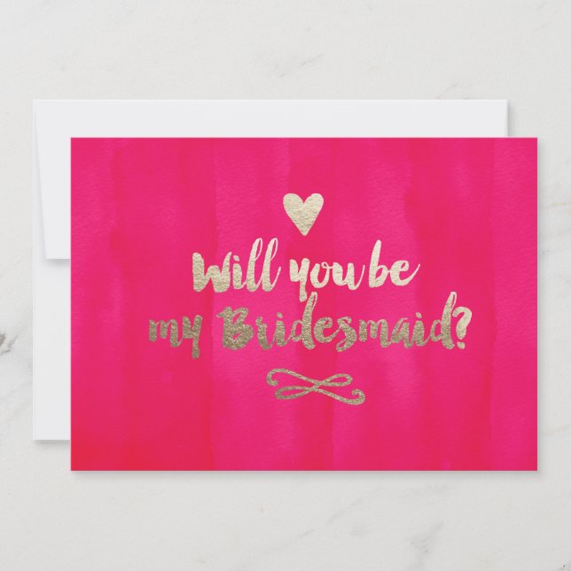Pink and Gold Bridesmaid Card (Front)