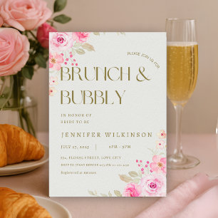 Pink and Gold Brunch & Bubbly Bridal Shower Invitation
