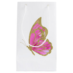Pink and Gold Butterfly Small Gift Bag