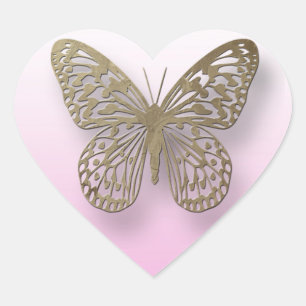 Pink and Gold Butterfly Stickers