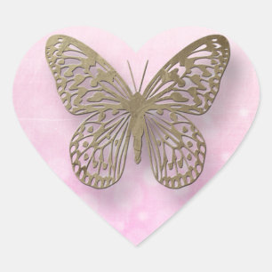 Pink and Gold Butterfly Stickers