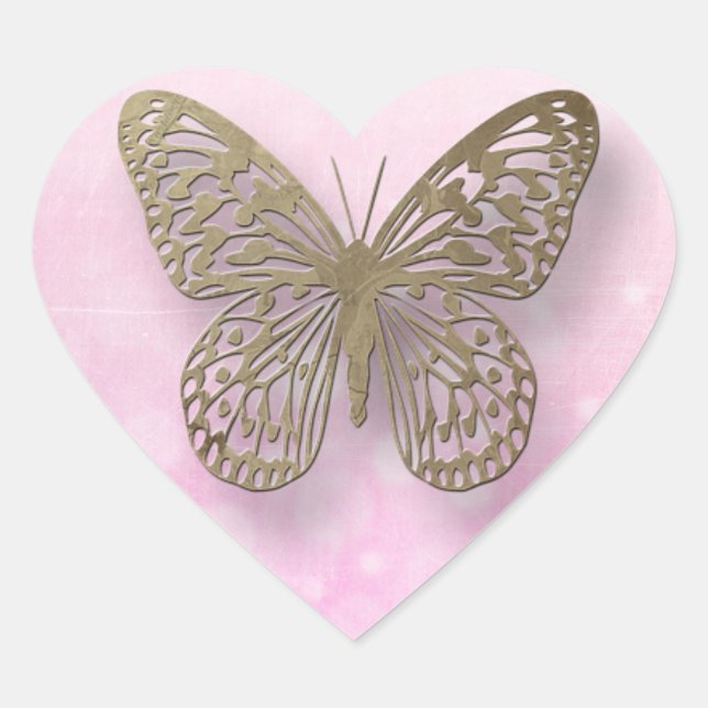 Pink and  Gold Butterfly Stickers (Front)