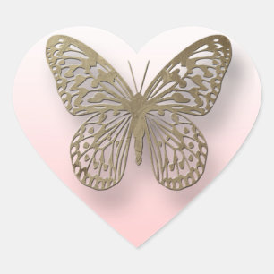 Pink and  Gold Butterfly Stickers
