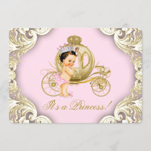 Pink and Gold Carriage Royal Princess Baby Shower Invitation