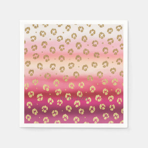 Pink and Gold Cheetah Leopard Birthday Party Napkin