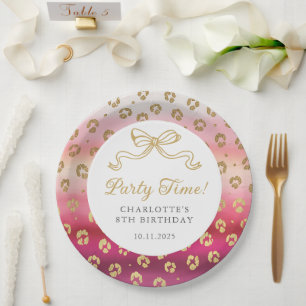 Pink and Gold Cheetah Leopard Birthday Party  Paper Plate