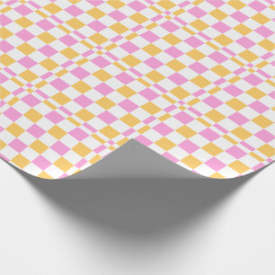 Pink and Gold Chequered Wrapping Paper