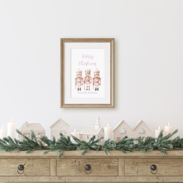 Pink and Gold Christmas Nutcracker Poster (Pink Nutcracker Christmas Poster)