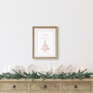 Pink and Gold Christmas Tree Poster