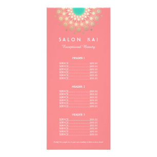 Pink and Gold Circle Motif Price List Menu