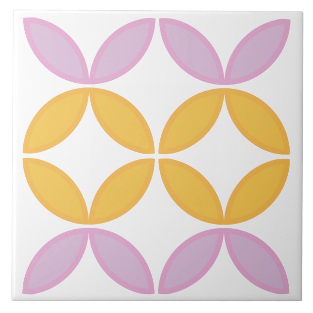 Pink and gold circle or flower petals splashback tile (Front)