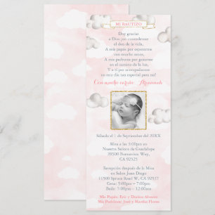Pink and Gold Clouds Baptism Latina Bautismo Invitation