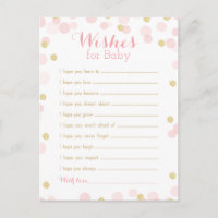 Pink and Gold Confetti Baby Shower Wishes