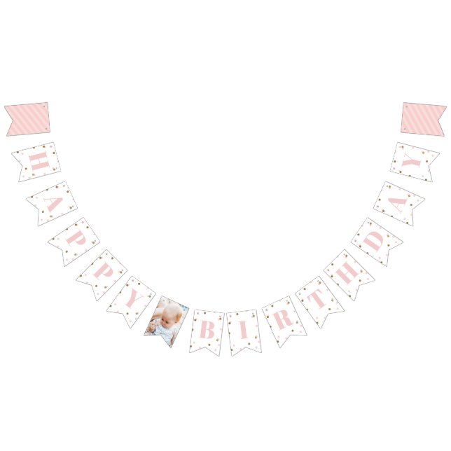 Pink and Gold Confetti Happy Birthday Bunting (All)