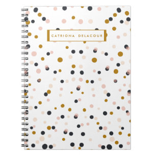 Pink and Gold Confetti Personalised Notebook