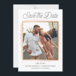 Pink and Gold Confetti Photo Save the Date Card<br><div class="desc">Announce your wedding day to family and friends with this customisable photo save the date announcements. This modern save the date announcement features pink watercolor brushstrokes and faux gold confetti with a retro script.</div>