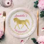 Pink and gold cowgirl horses birthday party  paper plate<br><div class="desc">Pink and gold cowgirl horses birthday party personalised plates.</div>