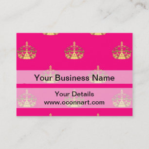 Pink and gold crown pattern business card
