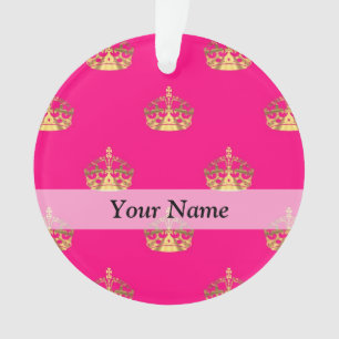 Pink and gold crown pattern ornament