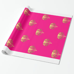 Pink and gold crown pattern wrapping paper