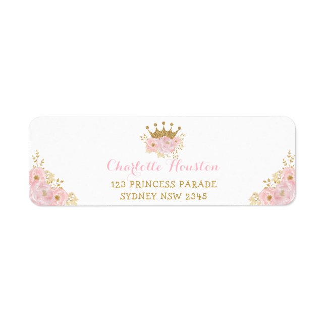 Pink and Gold Crown Princess Blush Floral (Front)