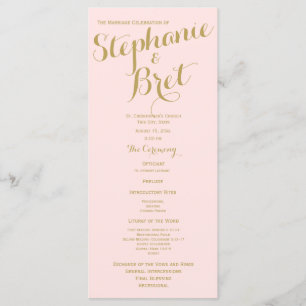 Pink and Gold Custom Wedding Program Programme