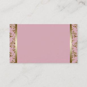 Pink and Gold Damask Business Card Template