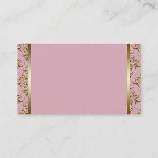 Pink and Gold Damask Business Card Template