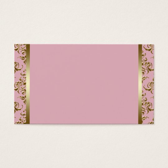 Pink and Gold Damask Business Card Template
