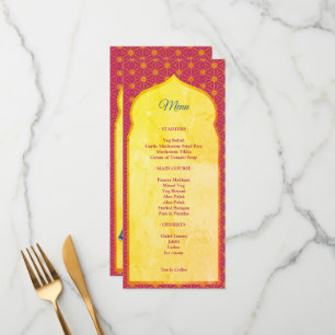 Pink and gold design border indian wedding menu