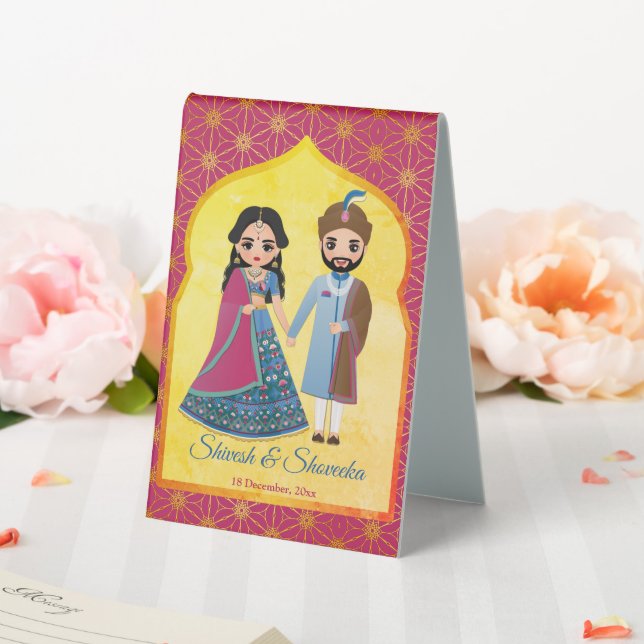 Pink and gold design border with Indian couple  (In SItu (Wedding))