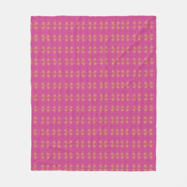 Pink and Gold Design Fleece Blanket (Front)