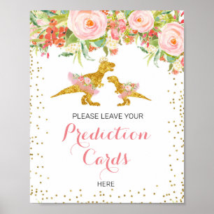 Pink and Gold Dino Leave Your Predictions sign