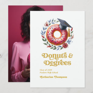 Pink and Gold Doughnuts and Degrees Graduation Pho Announcement