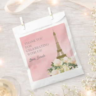 Pink and Gold Eiffel Tower Thank You  Favour Bags