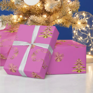 Pink and Gold Elegance Christmas Wrapping Paper